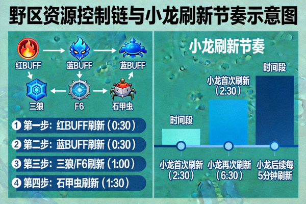野区资源控制链与小龙刷新节奏示意图
